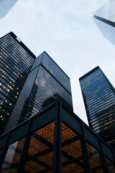 Low angle shot of high rise buildings